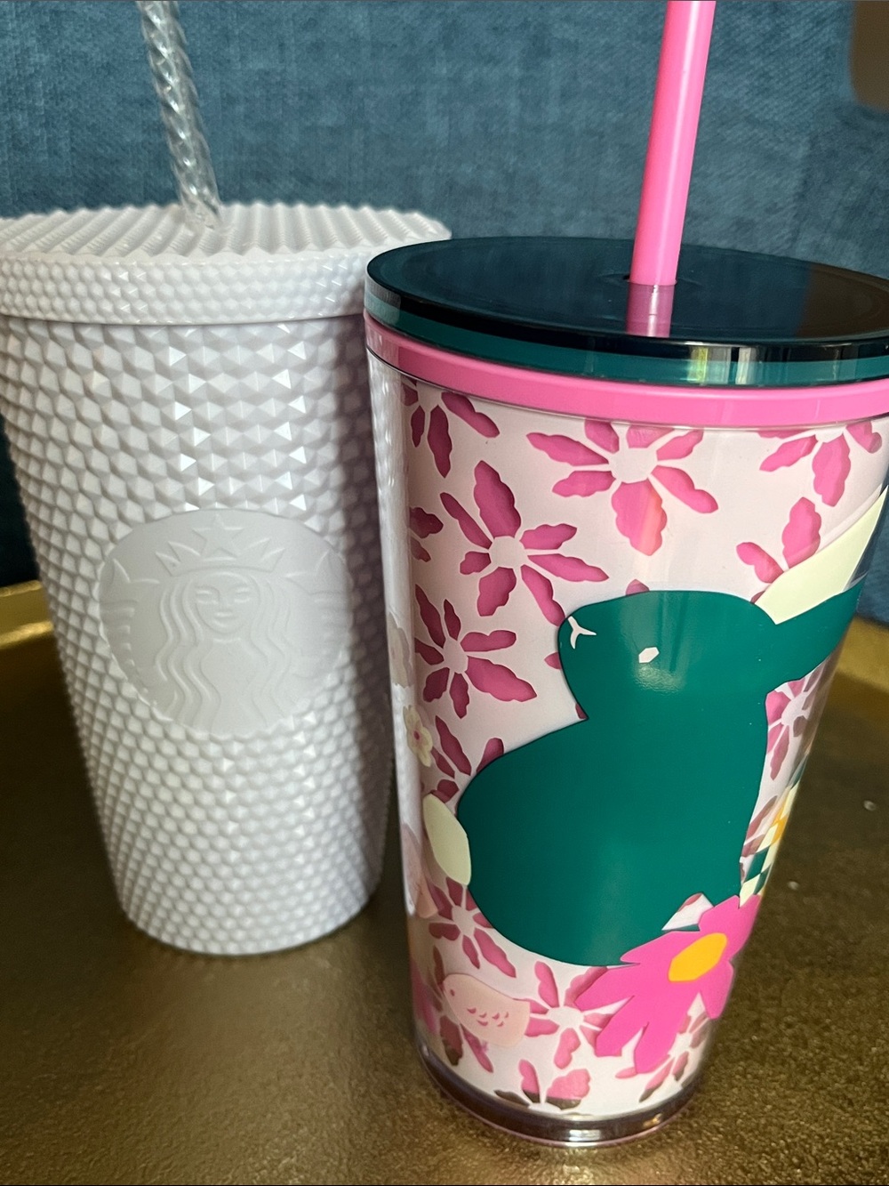 Set Starbucks Spring Cold Tumblers 17 oz Easter bunny